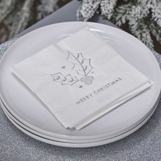 Ginger Ray Silver Merry Christmas Napkins | Xmas napkins nz
