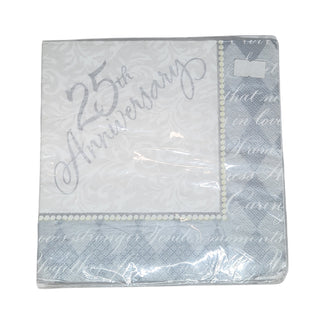 Platinum Wishes 25th Anniversary Napkins - Lunch