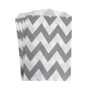 Silver and White Chevron Party Bags - 12 Pkt
