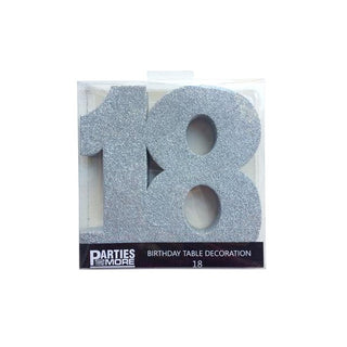 Foam Glitter Number 18 Silver Centrepiece
