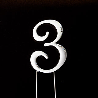 Silver Number 3 Cake Topper