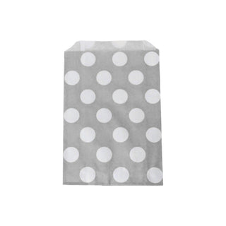 Silver and White Polka Dot Party Bags - 12 Pkt