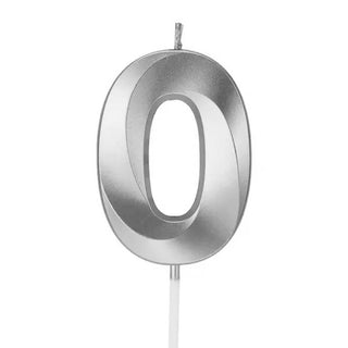Metallic Silver Number 0 Candle | Silver Cake Decorations NZ