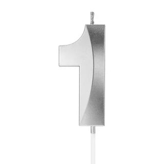 Metallic Silver Number 1 Candle | Silver Cake Decorations NZ