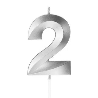 Metallic Silver Number 2 Candle | Silver Cake Decorations NZ