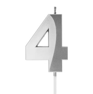 Metallic Silver Number 4 Candle | Silver Cake Decorations NZ