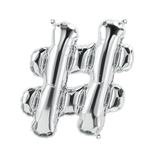 Small Silver Hashtag Foil Balloon