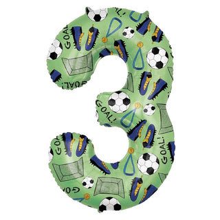 Giant Soccer Number 3 Foil Balloon