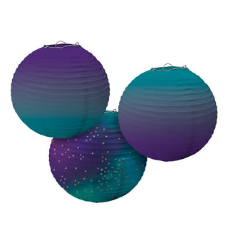 Sparkling Sapphire Ombre Paper Lanterns