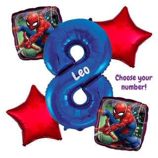 Spiderman Number Balloon Bouquet | Spiderman Party Supplies NZ