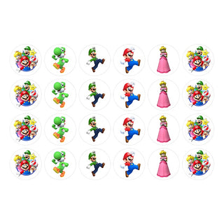Super Mario Brothers Main Characters Edible Icing Cupcake Images