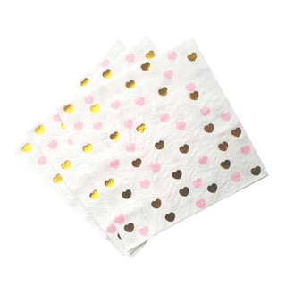 Sweetheart Pink & Gold Napkins | Sweetheart Napkins | Pink & Gold Napkins | NZ Party Supplies |  