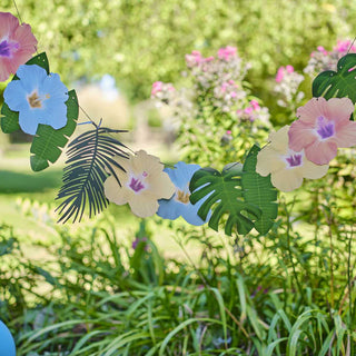 Ginger Ray Hawaiian Palm Leaf & Hibiscus Flower Tropical Garland | Ginger Ray Hawaiian Palm Leaf & Hibiscus Flower Tropical | Hawaiian Palm Leaf & Hibiscus Flower Tropical Garland | NZ Party Supplies |