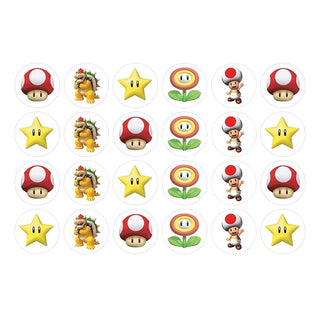 Super Mario Brothers Toad & Bowser Edible Icing Cupcake Images