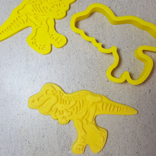 T-Rex Cookie Cutter & 3D Embosser Fossil Bones Set