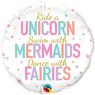 Unicorns, Mermaids and Fairies Foil Balloon | Girls Party Supplies NZ