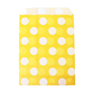 Yellow and White Polka Dot Party Bags - 12 Pkt