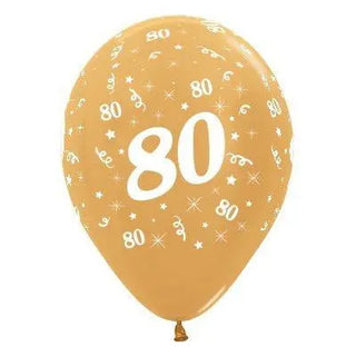 Sempertex | 6 Pack Age 80 Balloons - Metallic Gold