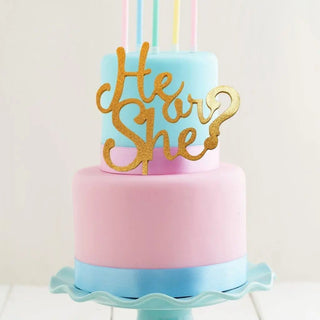 Gender Reveal Cake Topper | He or She Cake Topper