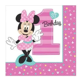 Amscan | Minnie Mouse Fun to be One Napkinis - Lunch | Minnie Mouse Party Theme & Supplies