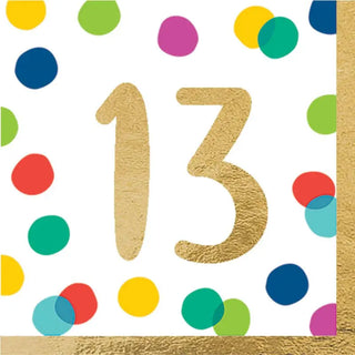 Rainbow 13th Birthday Napkins | 13th Birthday Party Supplies