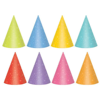 Bright Colours With White Circles Party Hats - Pack of 24