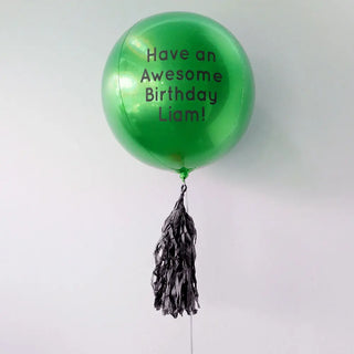 Green Happy Birthday Round Orbz Personalised  Balloon 