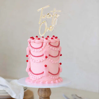 Cake & Candle | gold layered twenty one cake topper | 21st party supplies NZ