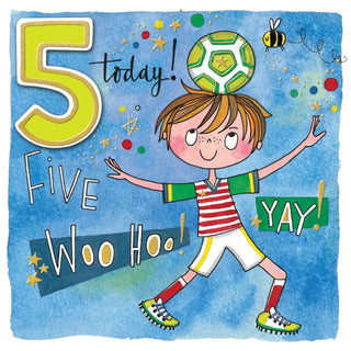 Rachel Ellen | 5 Today Boy & Football Birthday Card | Soccer Party Supplies NZ