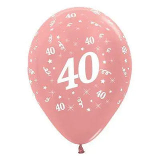 Sempertex | 6 Pack Age 40 Balloons - Metallic Rose Gold
