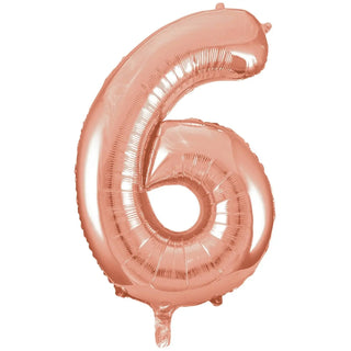 Meteor | Giant Rose Gold Number Foil Balloon - 6 