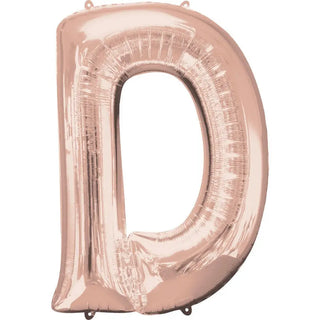 Anagram | Rose gold jumbo letter D foil balloons | Rose gold party supplies NZ