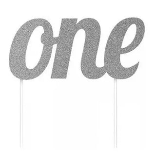 Silver One Cake Topper | 1st Birthday Party Supplies