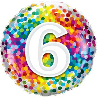 qualatex | rainbow confetti 6th foil balloon | 6th birthday foil balloon
