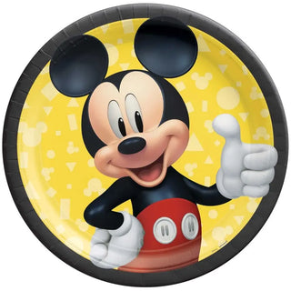 Mickey Mouse Forever Round Black & Yellow Plates - Dinner