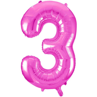 Giant Hot Pink Number Foil Balloon - 3