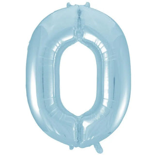 Giant Powder Blue Number Foil Balloon - 0