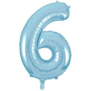 Giant Powder Blue Number Foil Balloon - 6