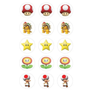 Super Mario Edible Cupcake Toppers | Super Mario Party Supplies