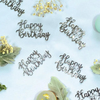 Silver Jumbo Confetti - Happy Birthday