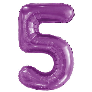 Giant Pretty Purple Number Foil Balloon - 5