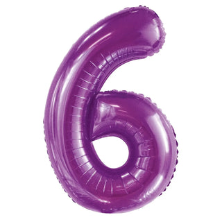 Giant Pretty Purple Number Foil Balloon - 6