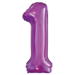 Giant Pretty Purple Number Foil Balloon - 1