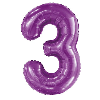 Giant Pretty Purple Number Foil Balloon - 3