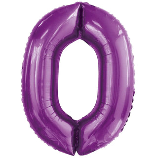 Giant Pretty Purple Number Foil Balloon - 0