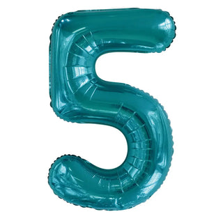 Giant Caribbean Teal Number Foil Balloon - 5