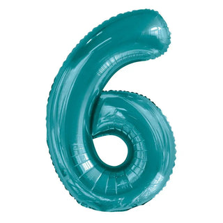 Giant Caribbean Teal Number Foil Balloon - 6