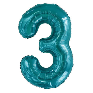Giant Caribbean Teal Number Foil Balloon - 3