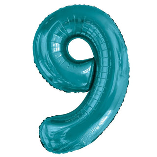 Giant Caribbean Teal Number Foil Balloon - 9