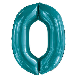 Giant Caribbean Teal Number Foil Balloon - 0